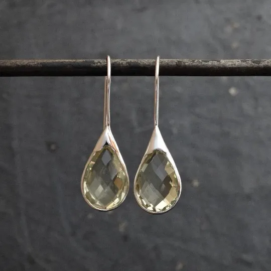 Minimal Gemstone Teardrop Earrings