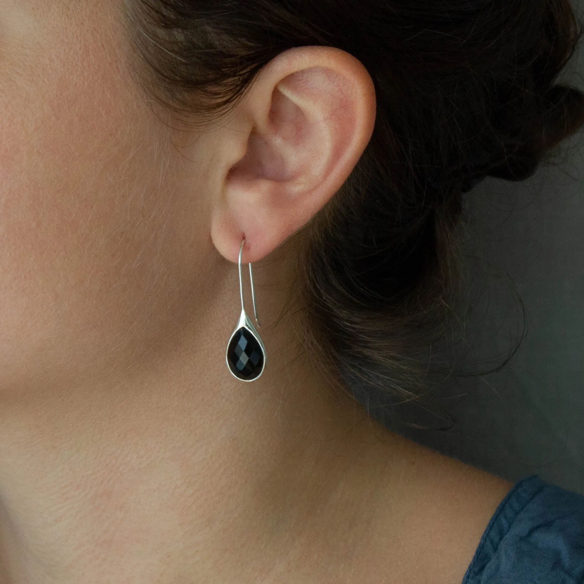 Minimal Gemstone Teardrop Earrings