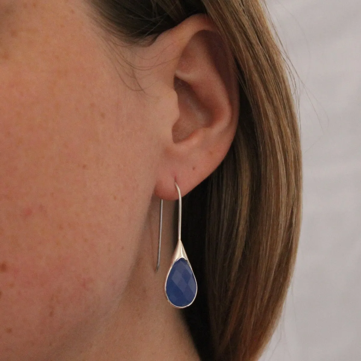 Minimal Gemstone Teardrop Earrings