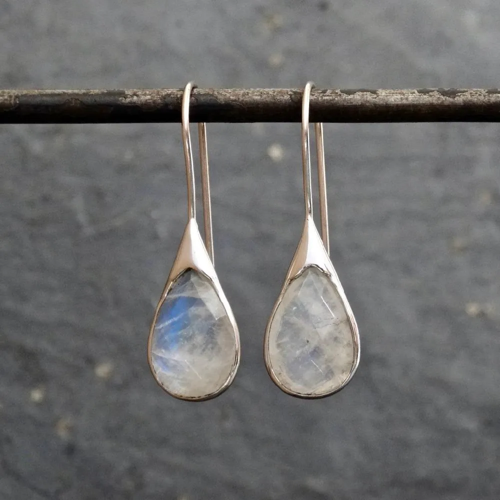Minimal Gemstone Teardrop Earrings