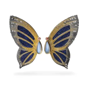 Moonstone and Lapis Luzuli Butterfly Earrings