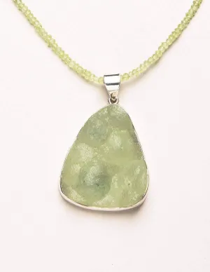 Natural Australian Prehnite with Peridot Bead Necklace - One of a Kind