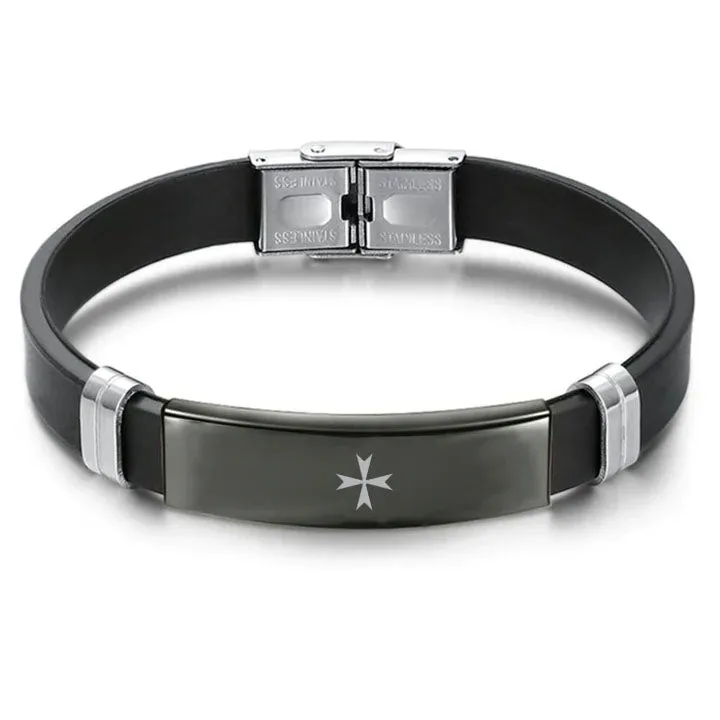 Order Of Malta Commandery Bracelet - Steel & Leather