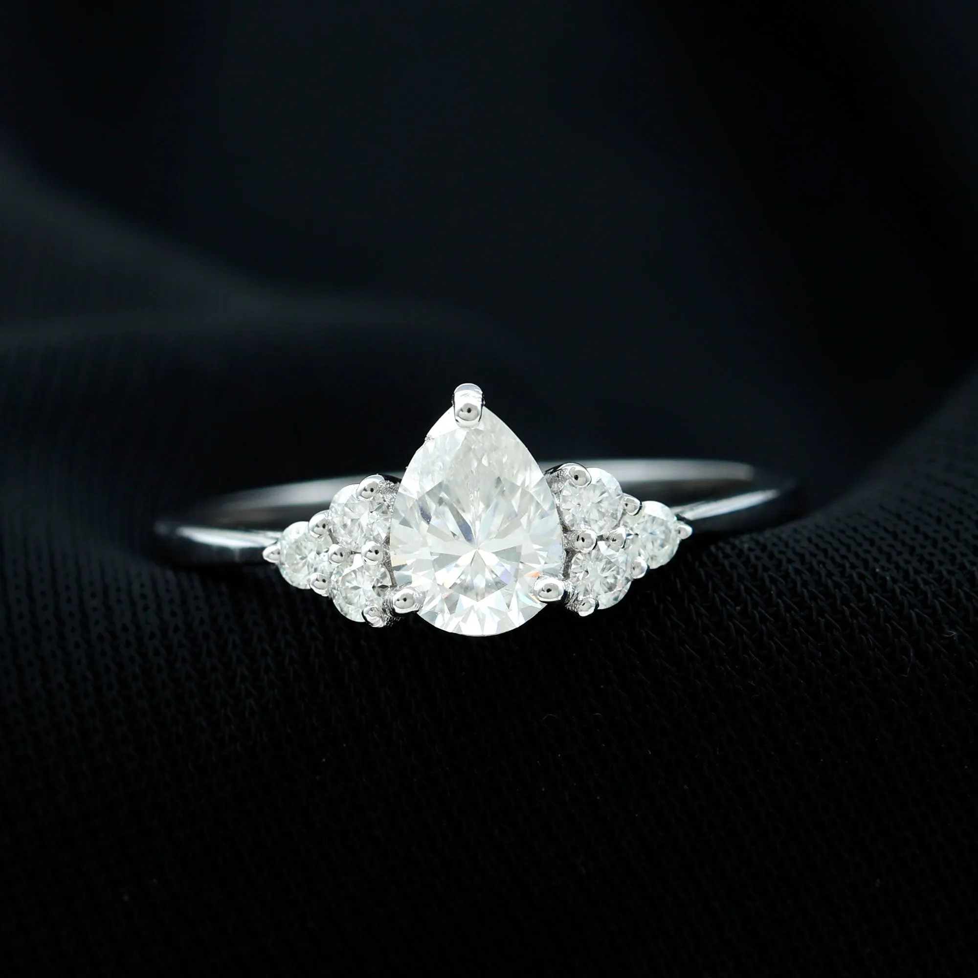 Pear Cut Lab Grown Diamond Trio Engagement Ring
