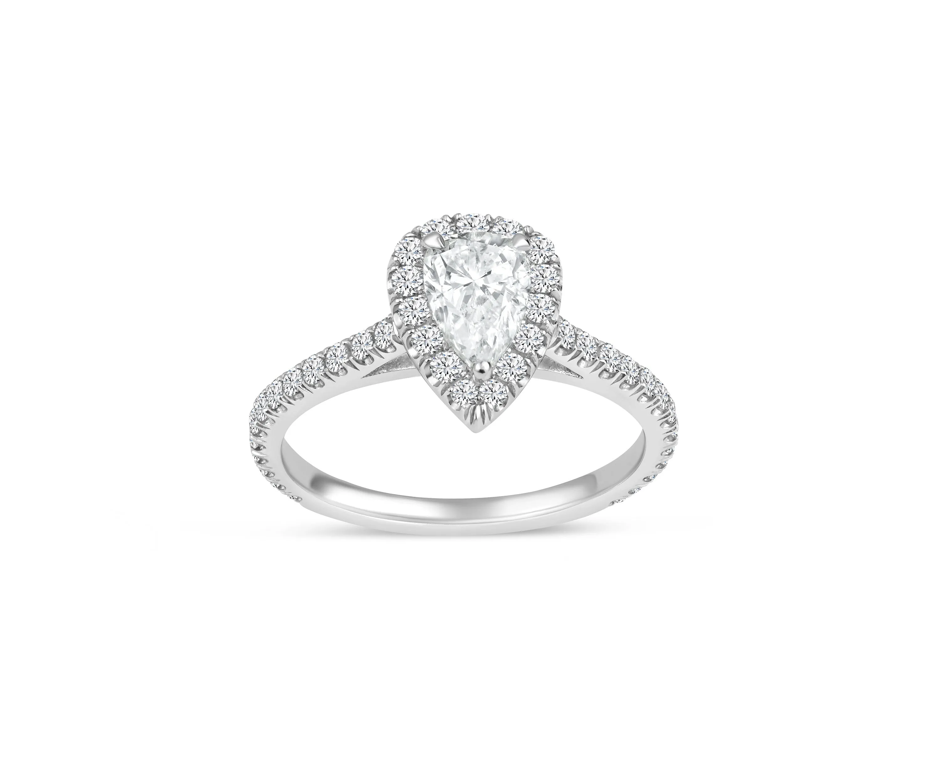 Pear Shape Diamond Halo Engagement Ring