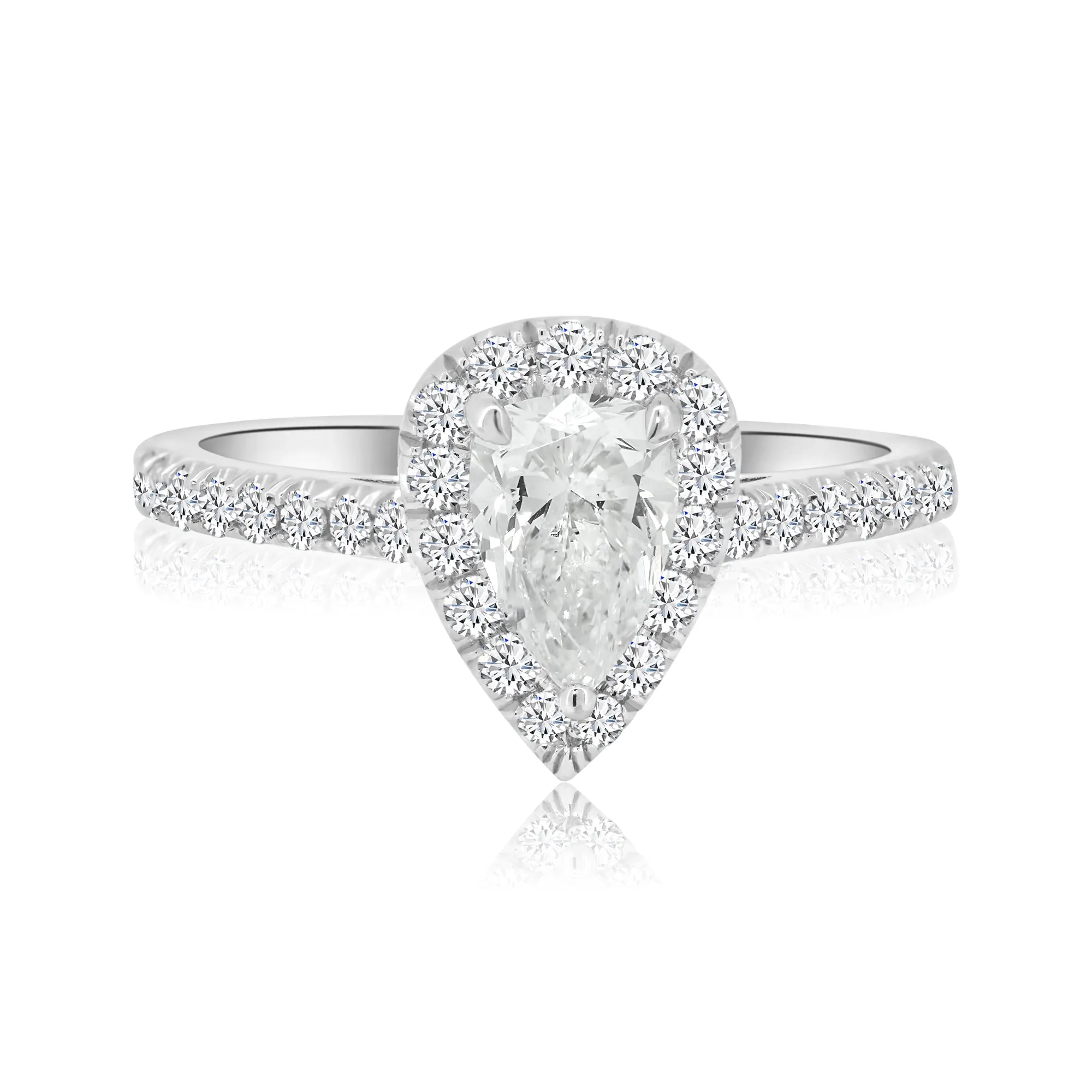 Pear Shape Diamond Halo Engagement Ring