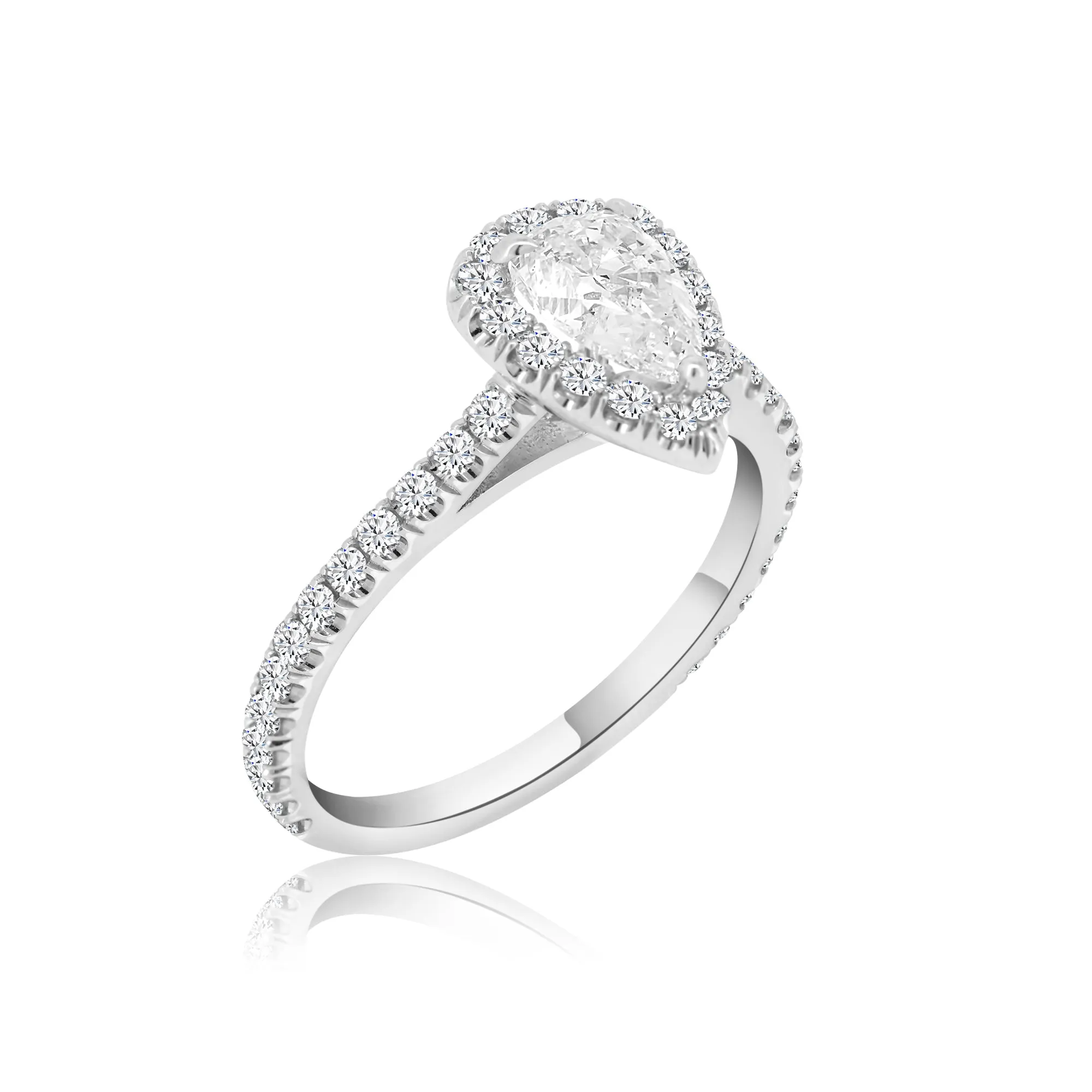 Pear Shape Diamond Halo Engagement Ring