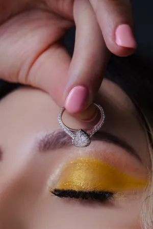 Pear Shape Diamond Halo Engagement Ring