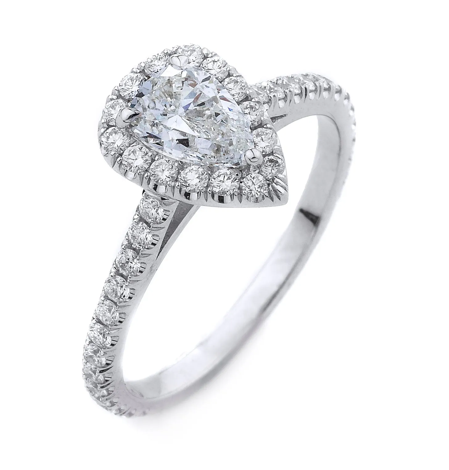 Pear Shape Diamond Halo Engagement Ring