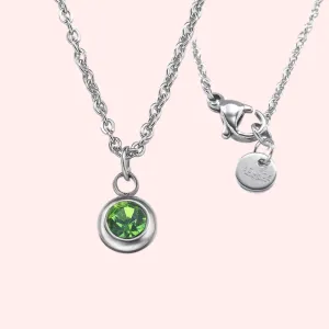 Peridot Bezel Set Hypoallergenic Necklace - August