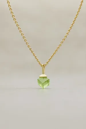 Peridot Cube Pendant Yellow Gold