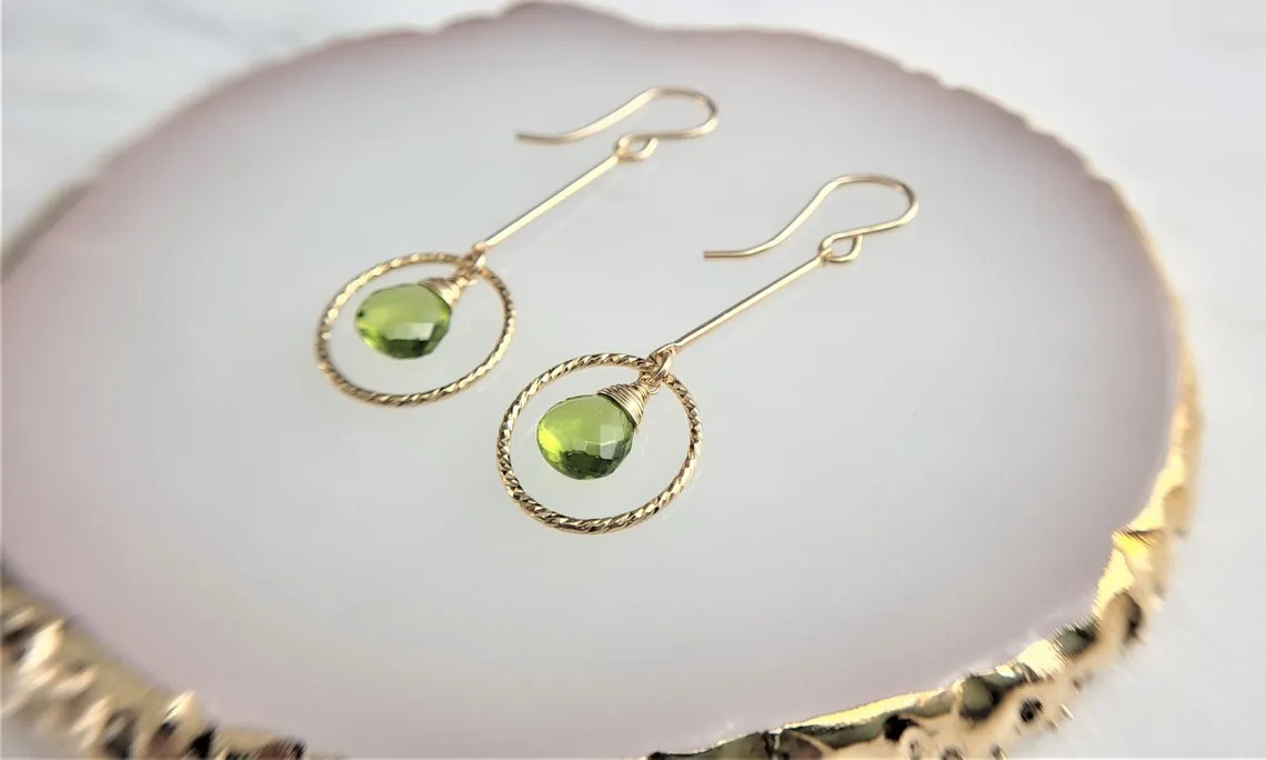 Peridot Long Dangle Earrings