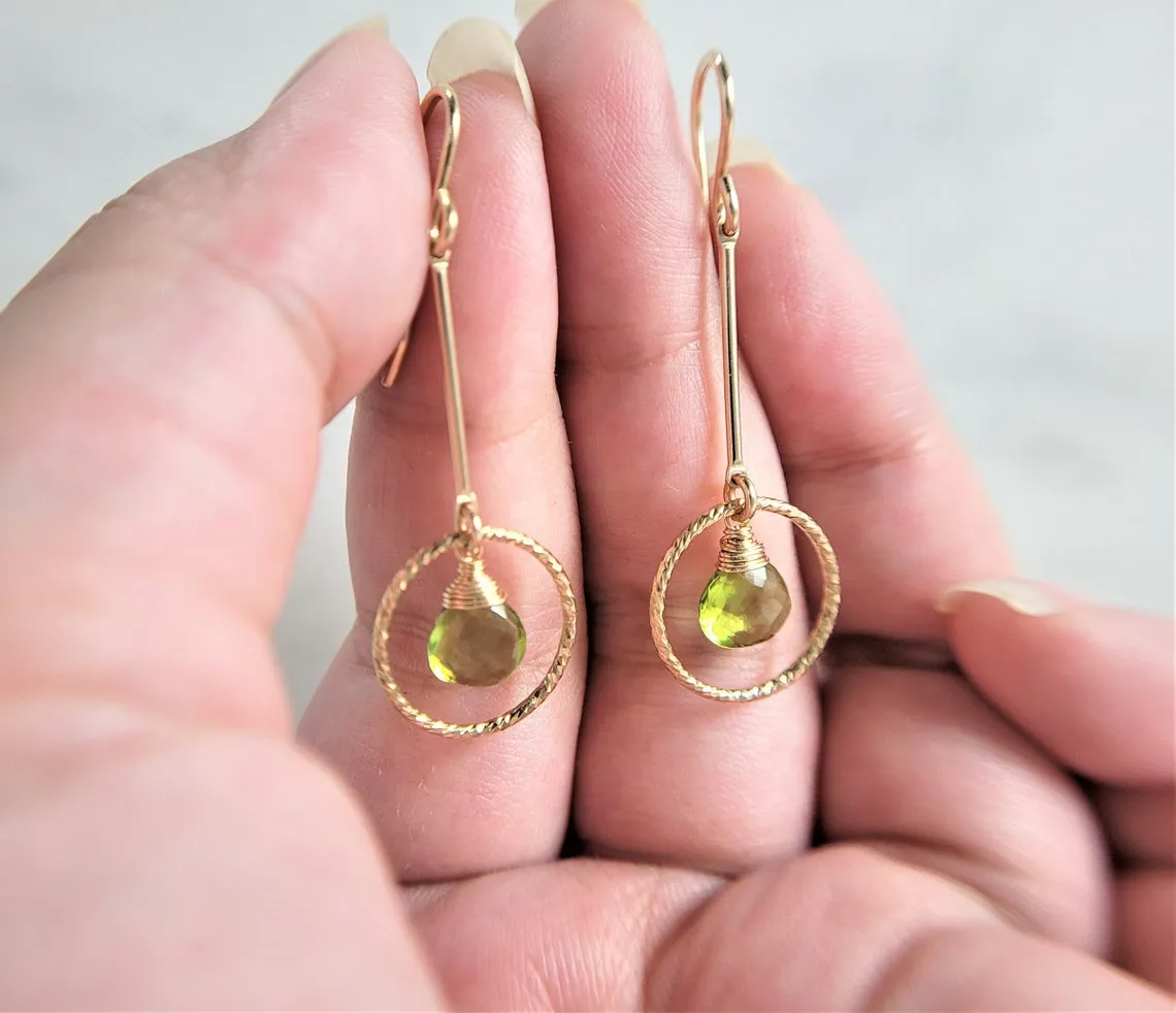 Peridot Long Dangle Earrings