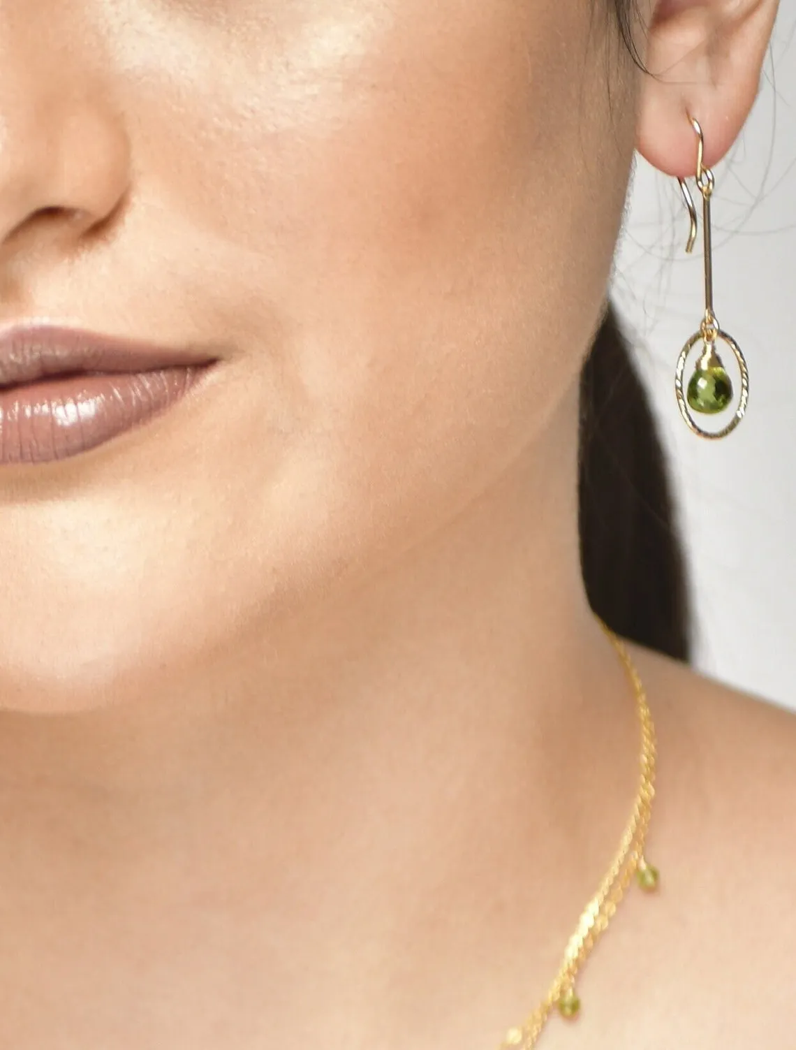 Peridot Long Dangle Earrings