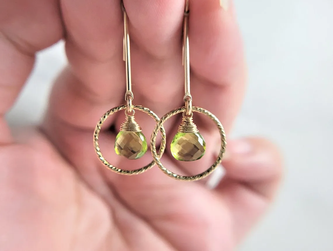 Peridot Long Dangle Earrings