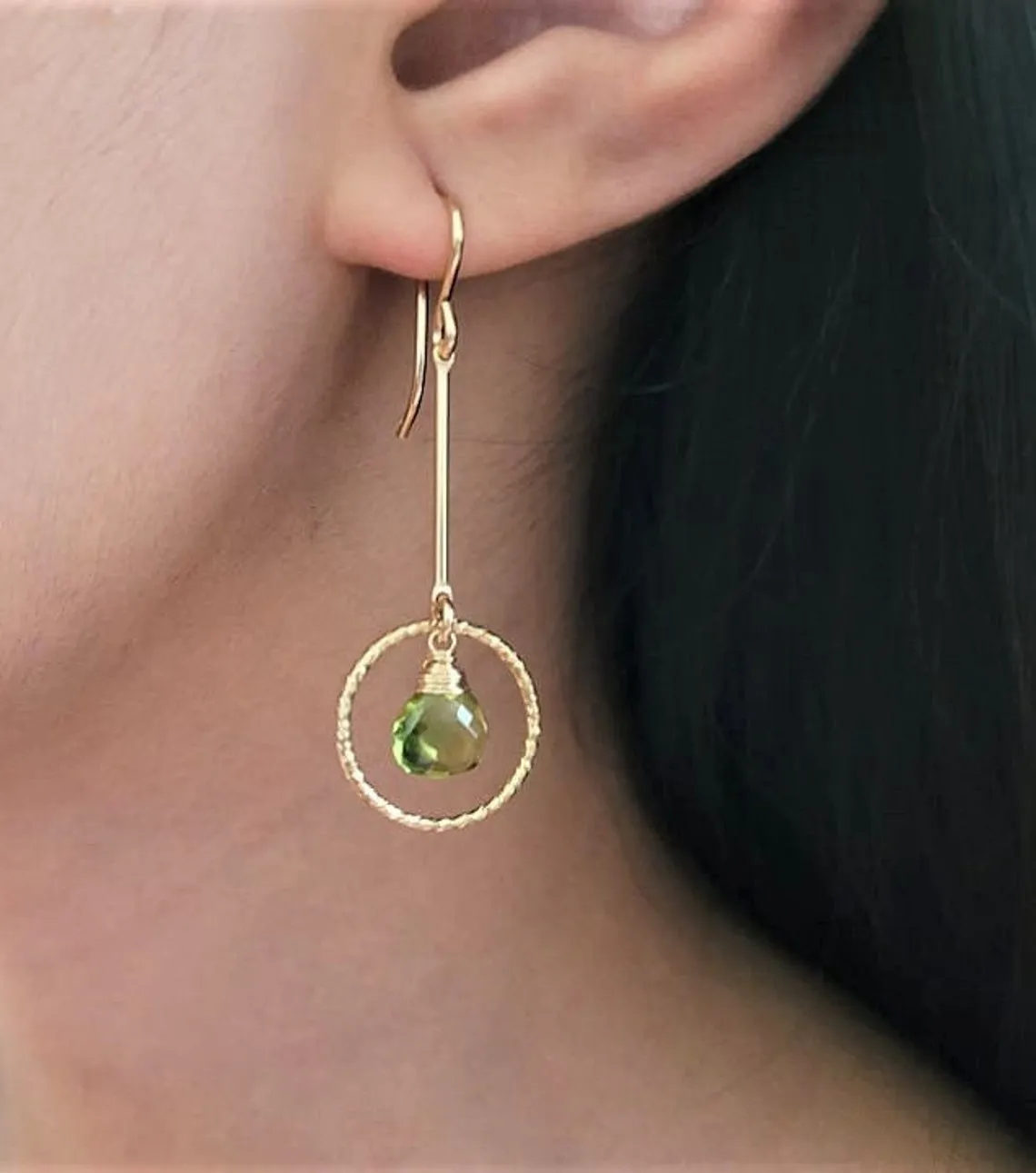 Peridot Long Dangle Earrings