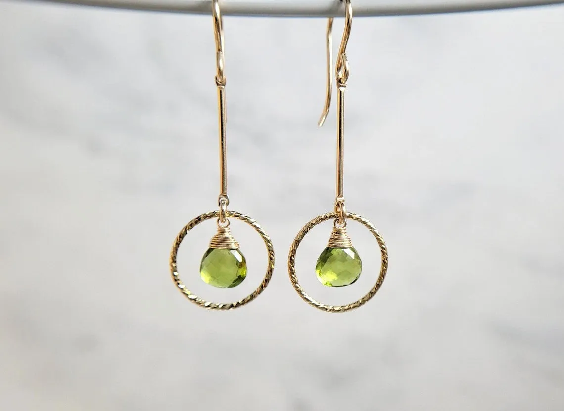 Peridot Long Dangle Earrings