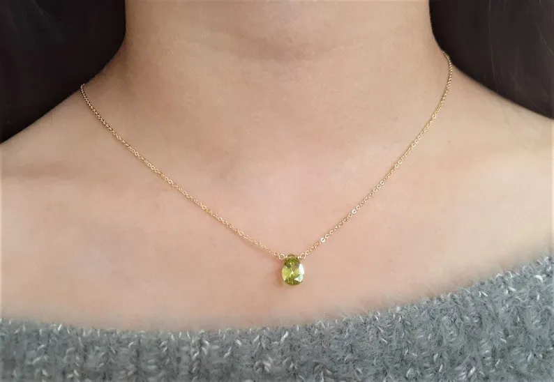 Peridot Pan Cut Briolette Necklace