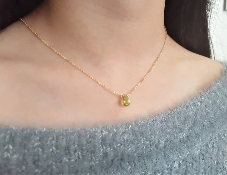 Peridot Pan Cut Briolette Necklace