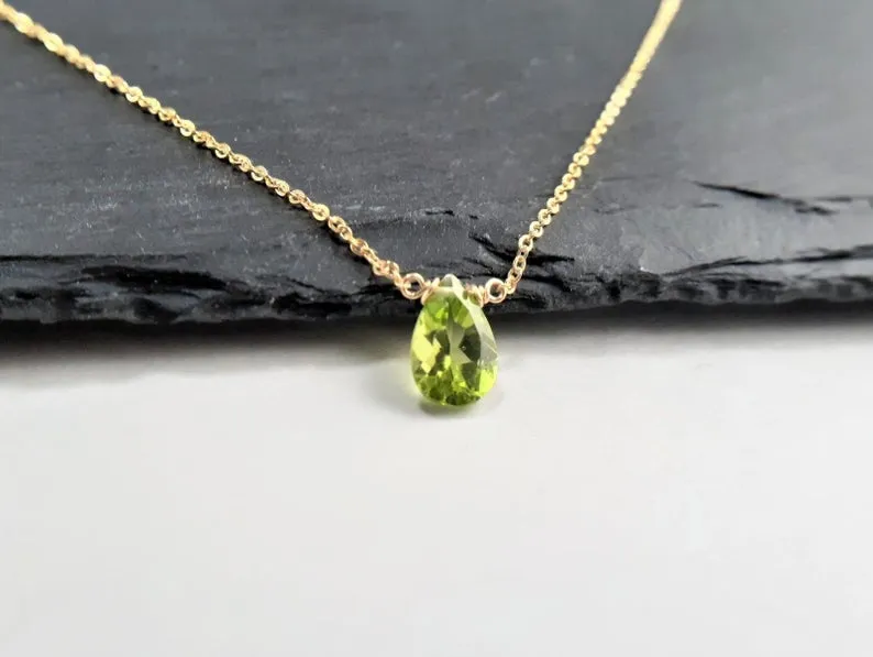 Peridot Pan Cut Briolette Necklace