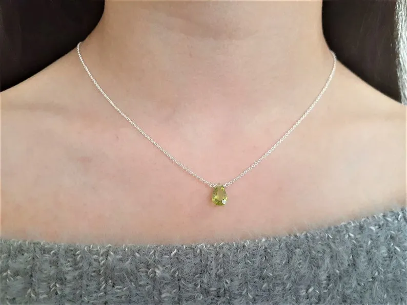 Peridot Pan Cut Briolette Necklace
