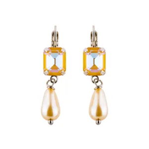 Petite Emerald Cut and Dangle Leverback Earring in "Butter Pecan" *Preorder*