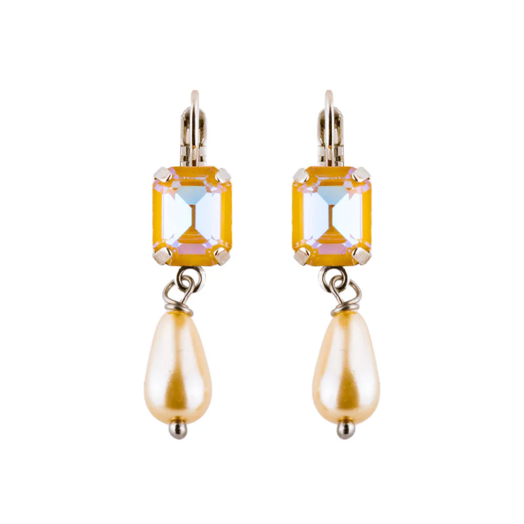 Petite Emerald Cut and Dangle Leverback Earring in "Butter Pecan" *Preorder*