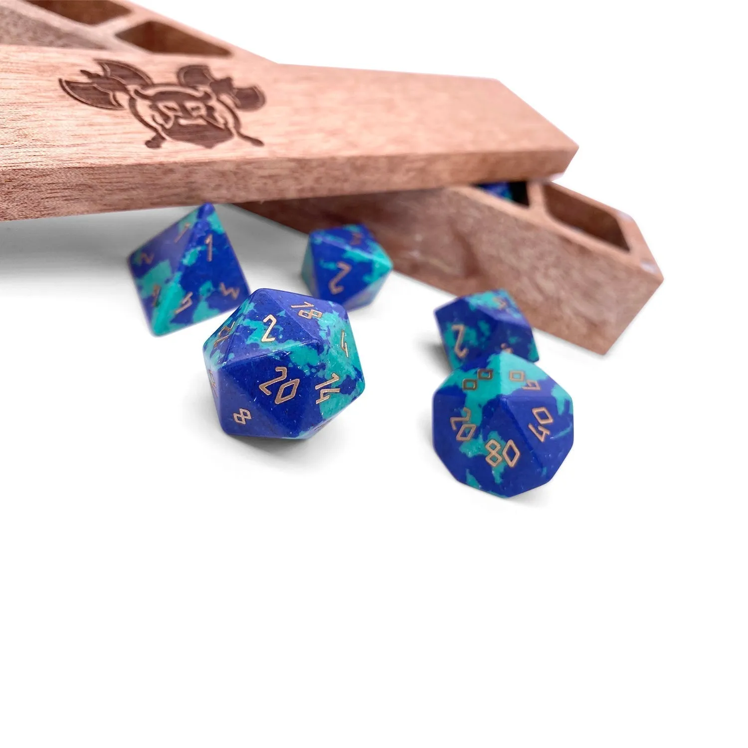 Phoenix Lapis - 7 Piece RPG Set Gemstone Dice