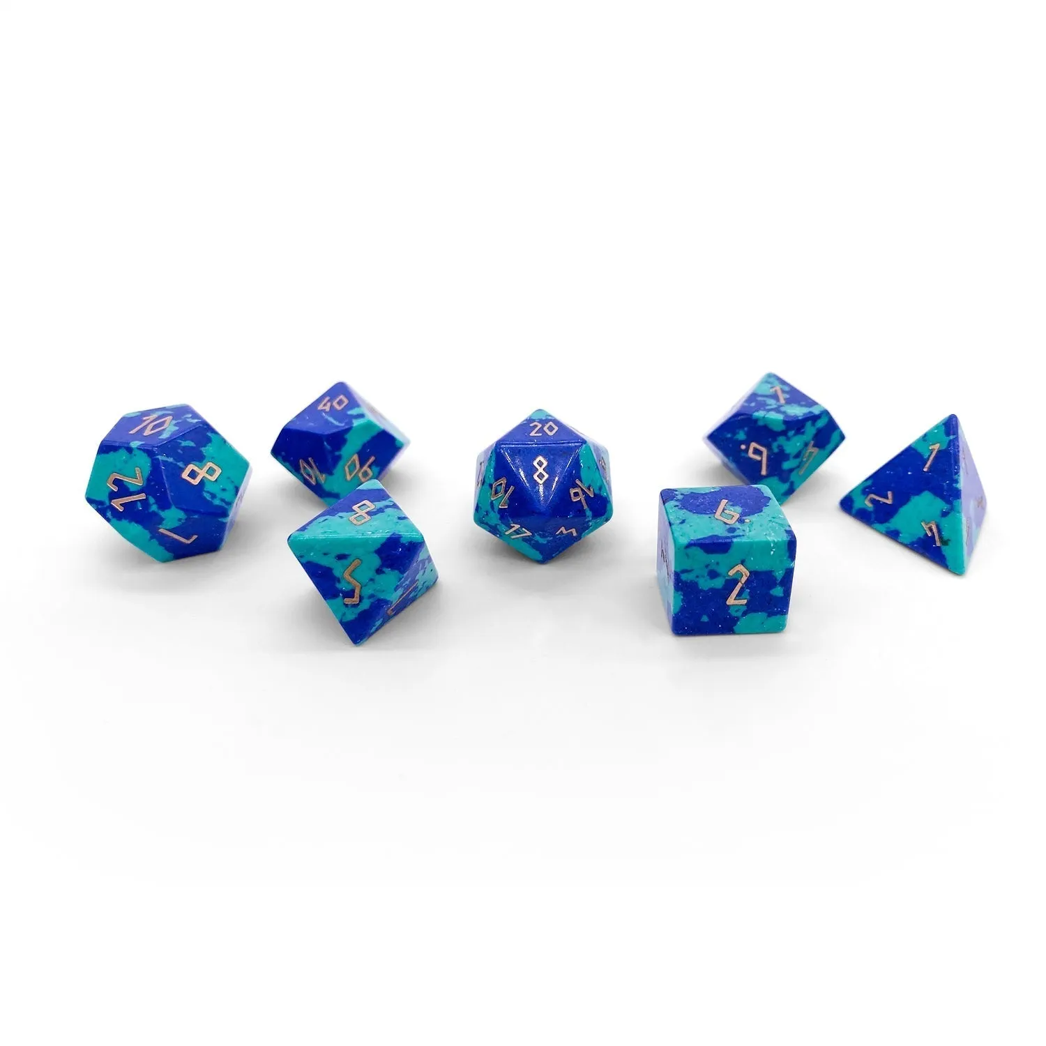 Phoenix Lapis - 7 Piece RPG Set Gemstone Dice