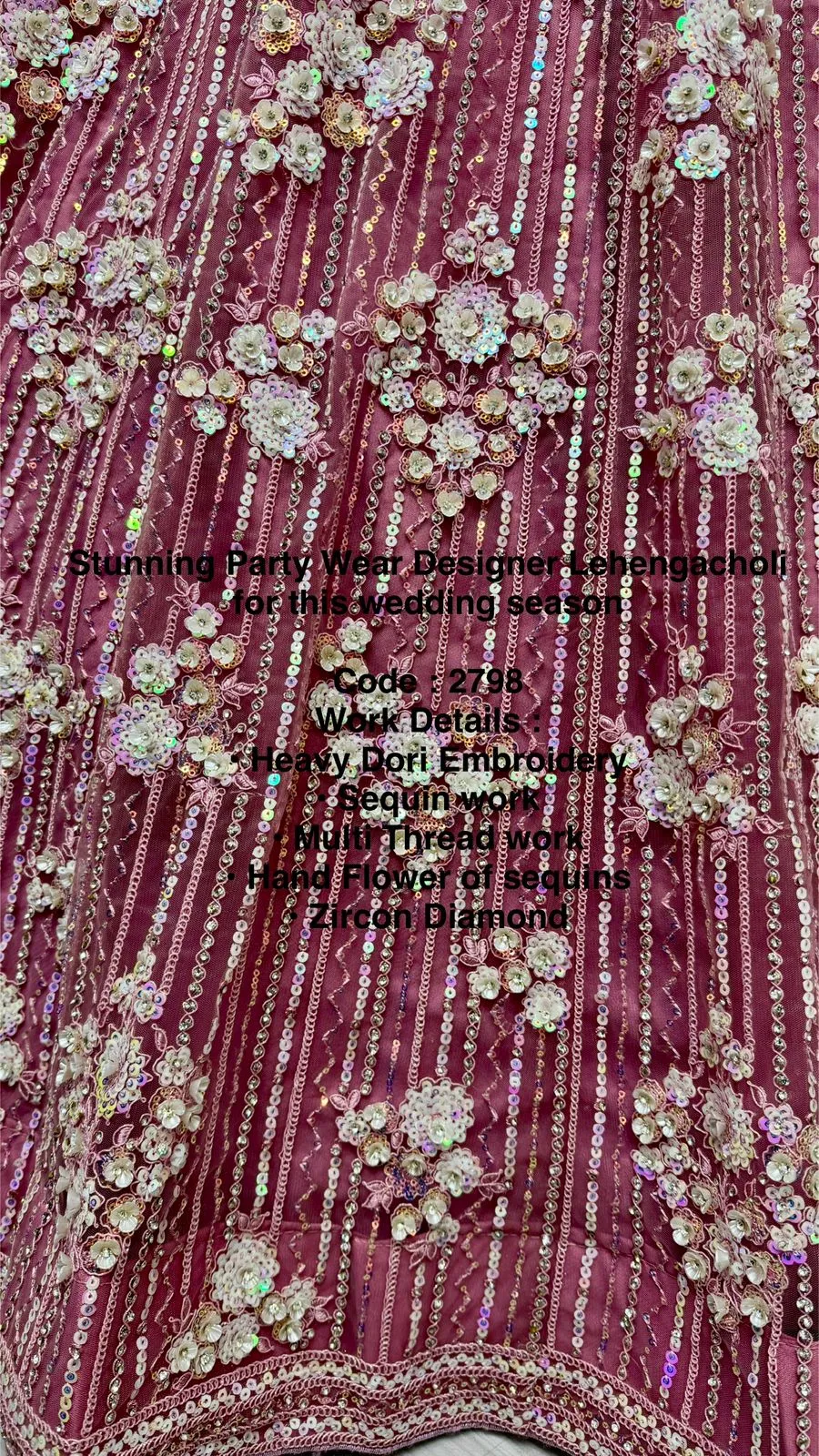 Pink Bridal Net Lehenga with Stunning Embroidery and Stone Work