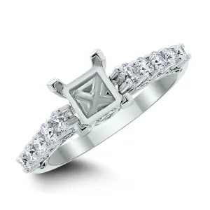 Princess Engagement Setting Bridal Set for a 1 ct Princess Cut (1.00 ct Diamonds) in White Gold