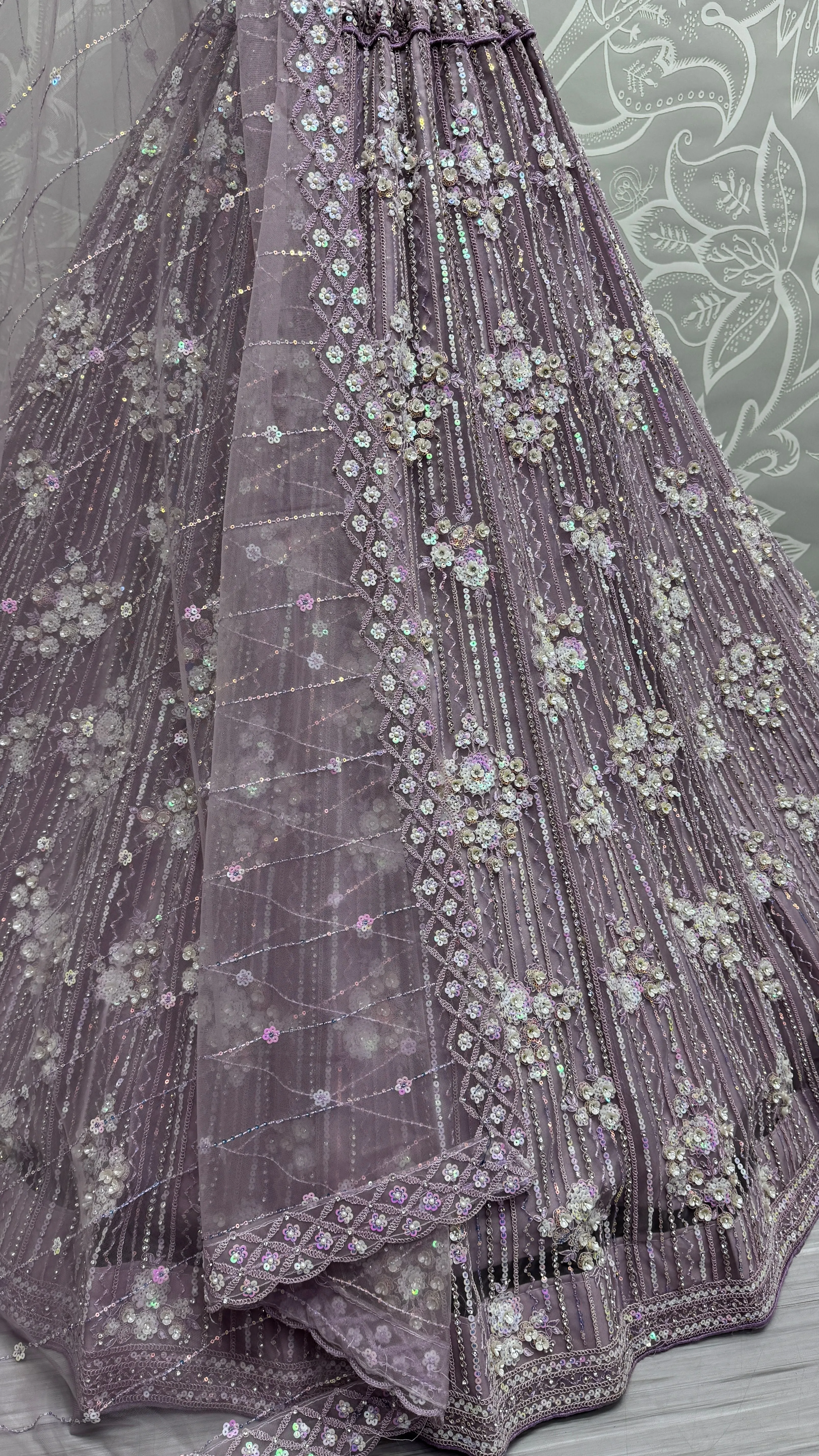 PurpleI Bridal Net Lehenga with Stunning Embroidery and Stone Work