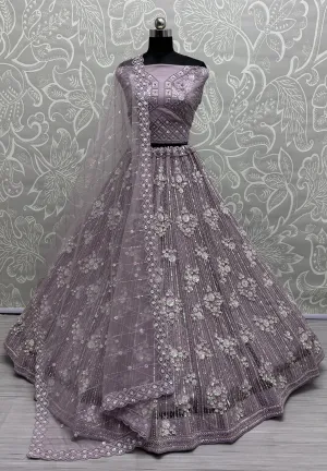 PurpleI Bridal Net Lehenga with Stunning Embroidery and Stone Work