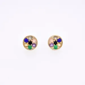 Rainbow Compass Earrings -  "Love You" Message - 7 Stones