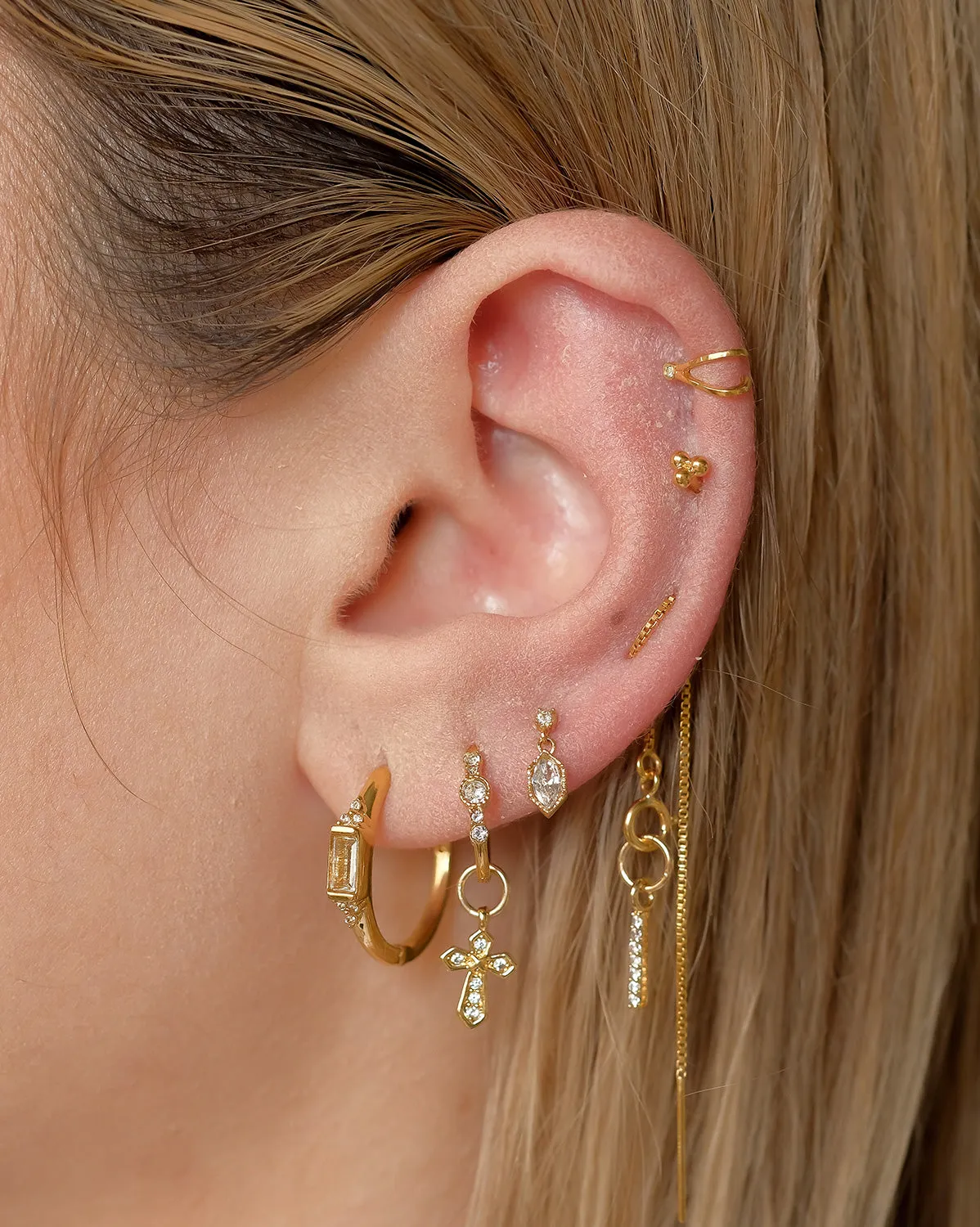 Rei Marquise Dangle Single Stud - Sterling Silver