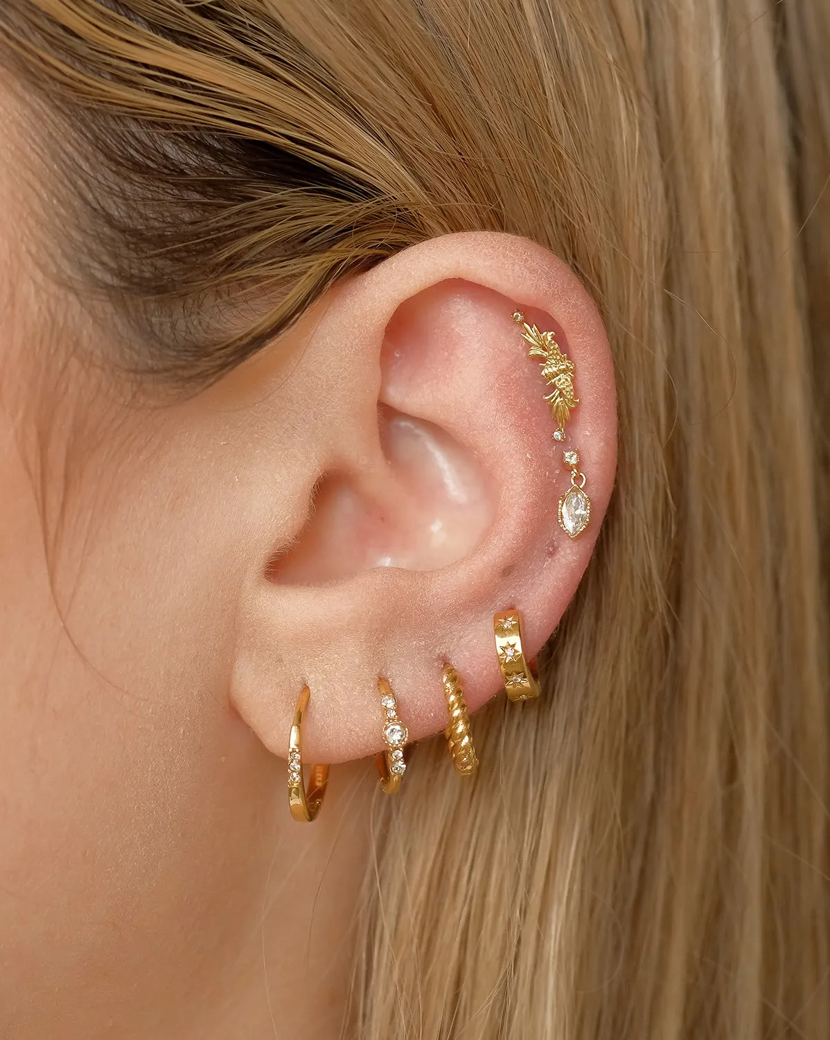 Rei Marquise Dangle Single Stud - Sterling Silver
