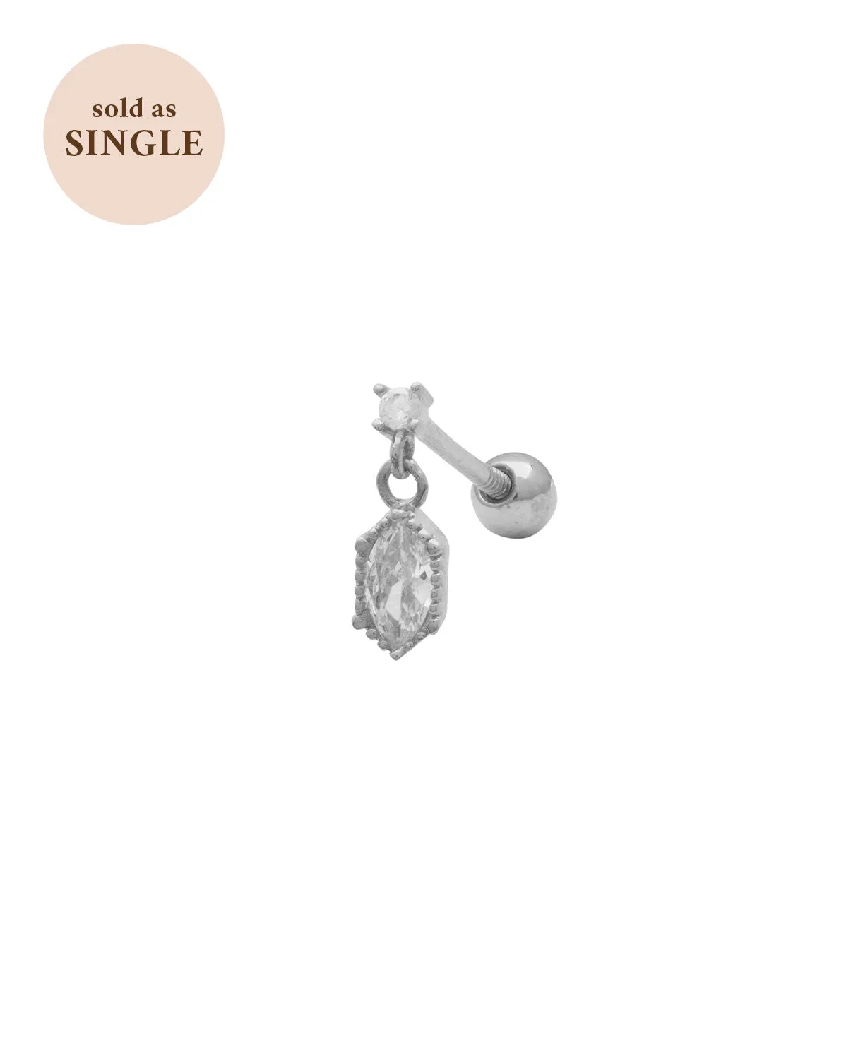 Rei Marquise Dangle Single Stud - Sterling Silver