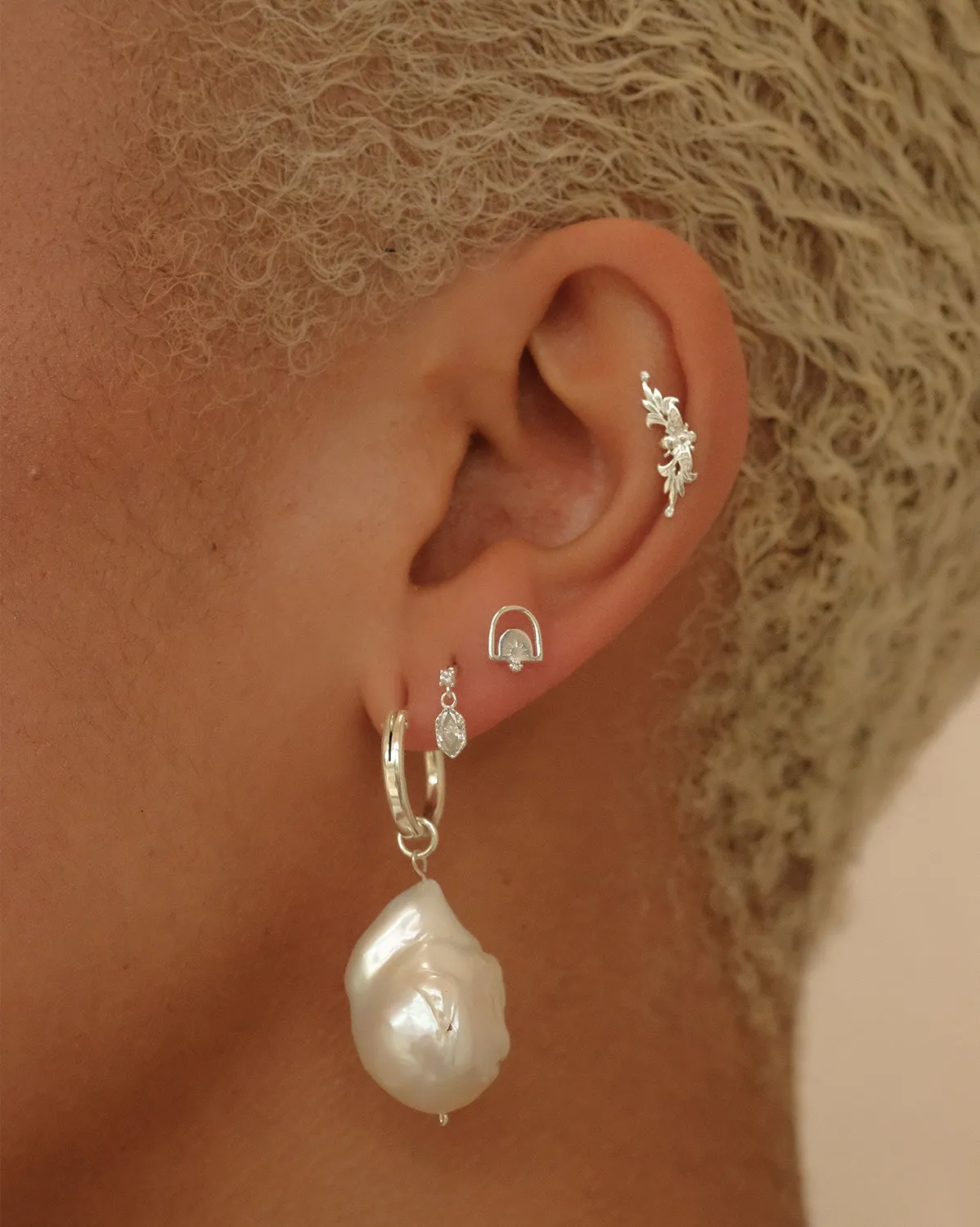 Rei Marquise Dangle Single Stud - Sterling Silver