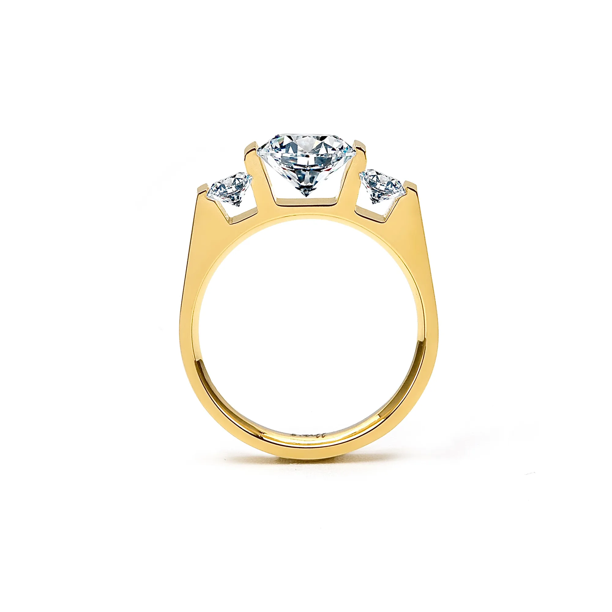 RG206G B.Tiff Tension Gold Plated 2 ct Cushion Cut with Emeralds Engagement Ring