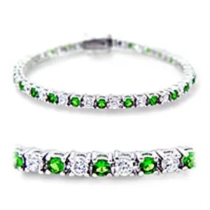 Rhodium Brass Bracelet with Synthetic Spinel in Emerald for Women Style 46906