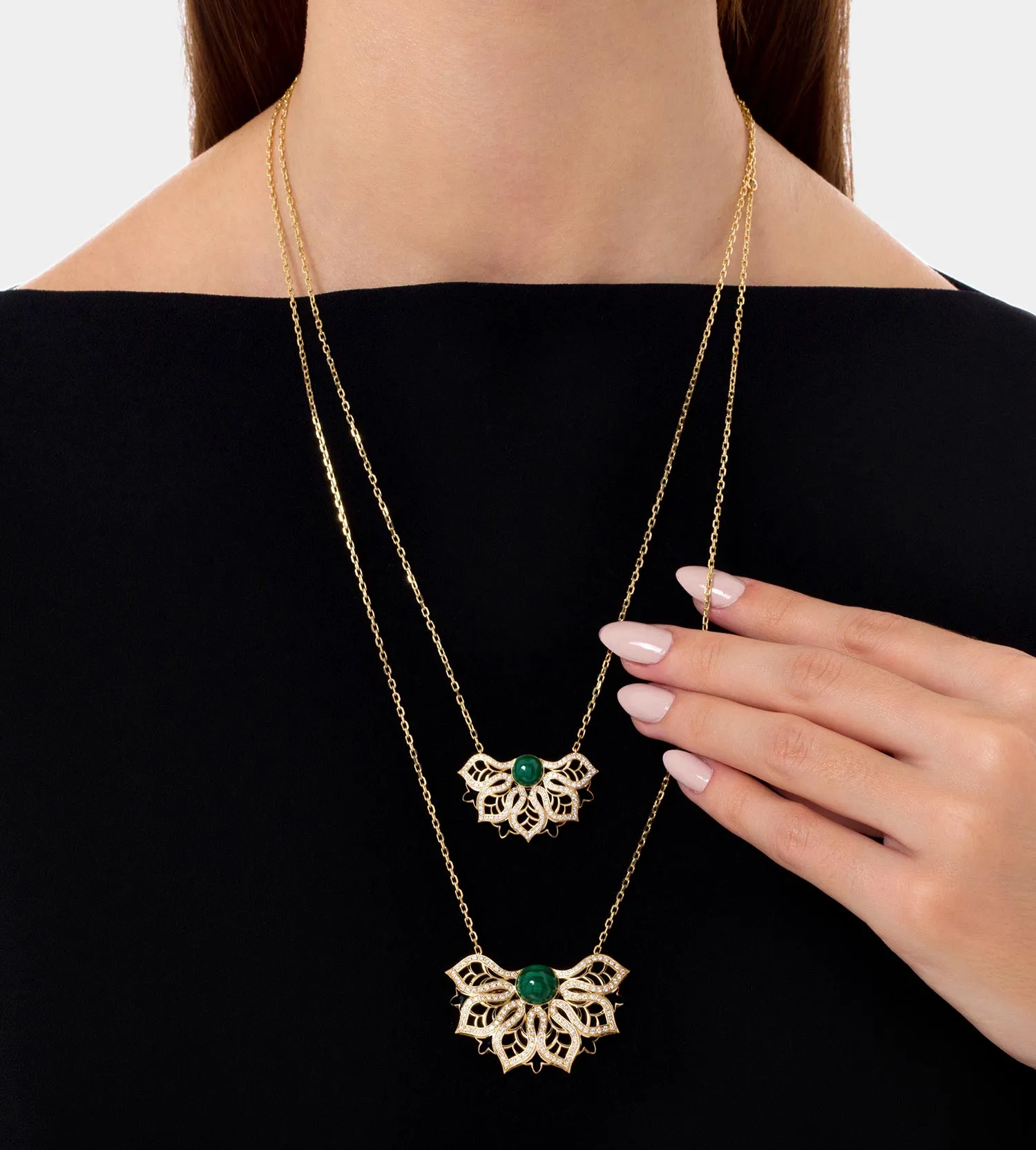 Rise pave malachite L