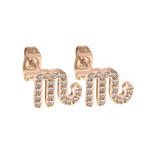 Scorpio Earrings with CZ Stones - Rose Gold