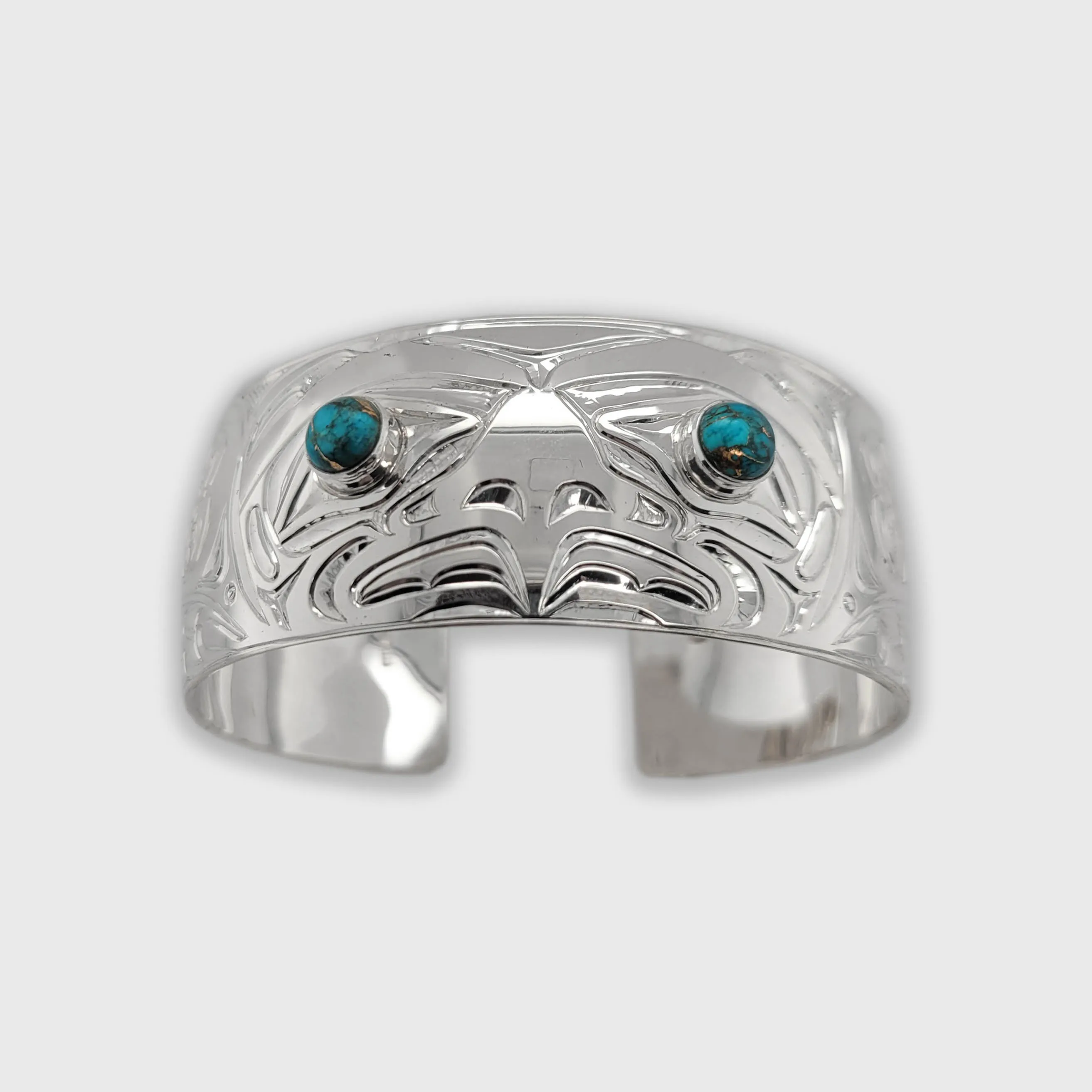 Silver 1 inch Eagle Bracelet with Turquoise