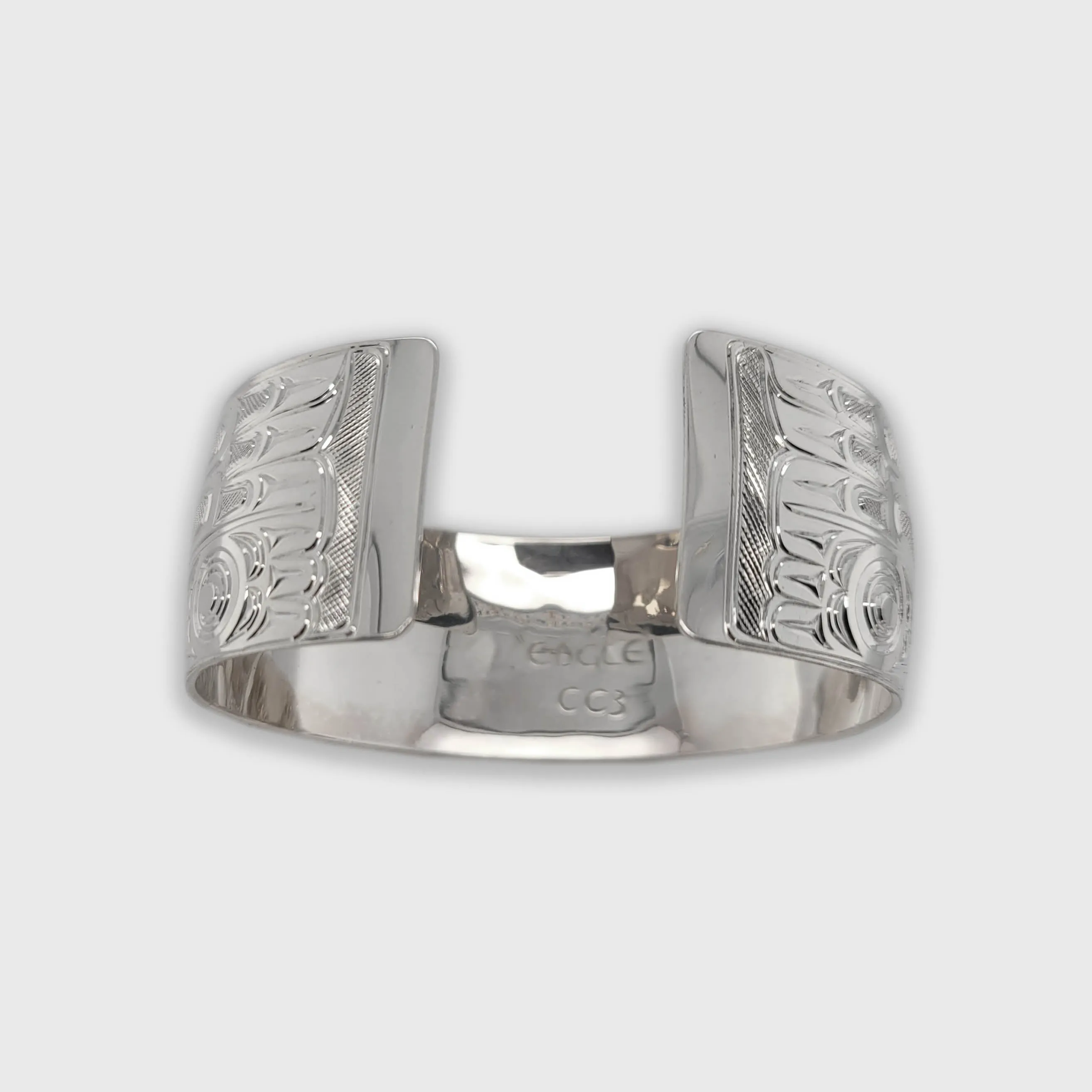 Silver 1 inch Eagle Bracelet with Turquoise
