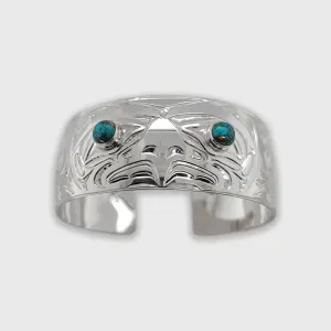 Silver 1 inch Eagle Bracelet with Turquoise
