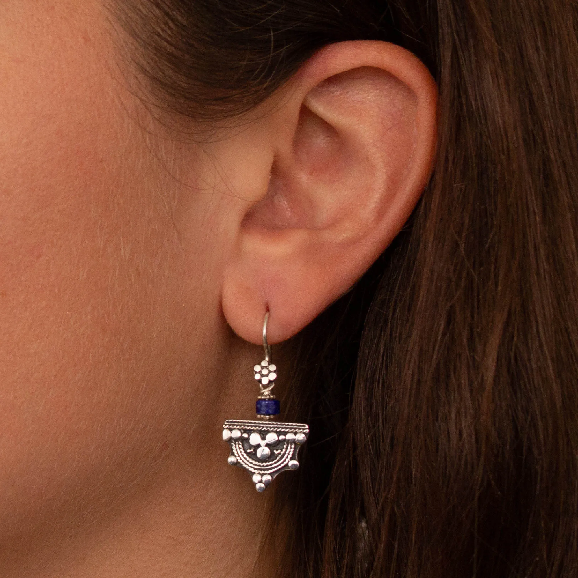 Silver and Gemstone Telsum Earrings