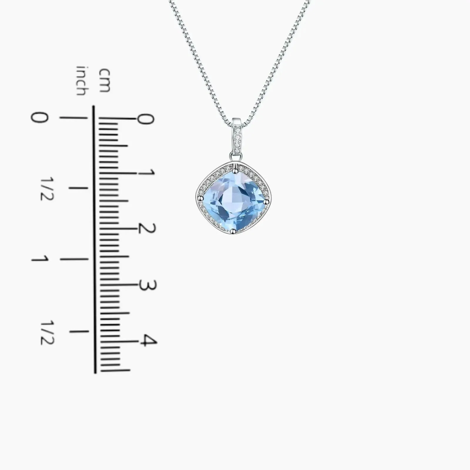Sky Blue Topaz Cushion Cut Pendant in Sterling Silver