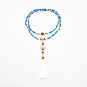 Sleeping Beauty Turquoise Heavenly Flower Tassel Necklace