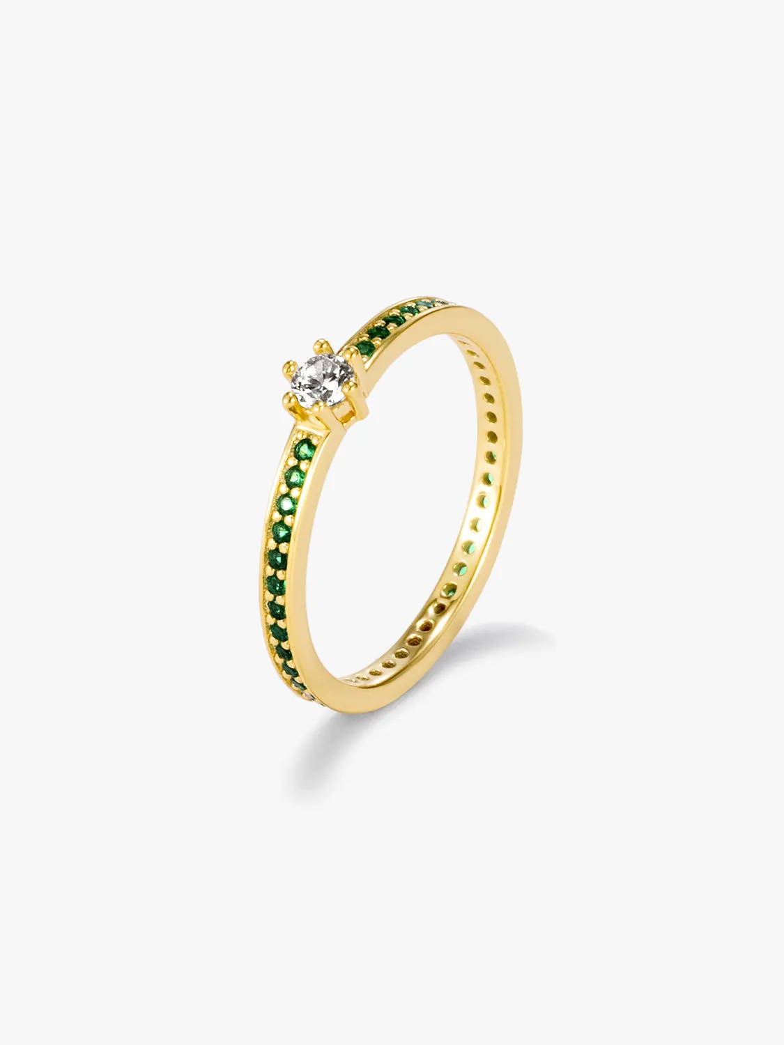 Solitaire Pave Ring
