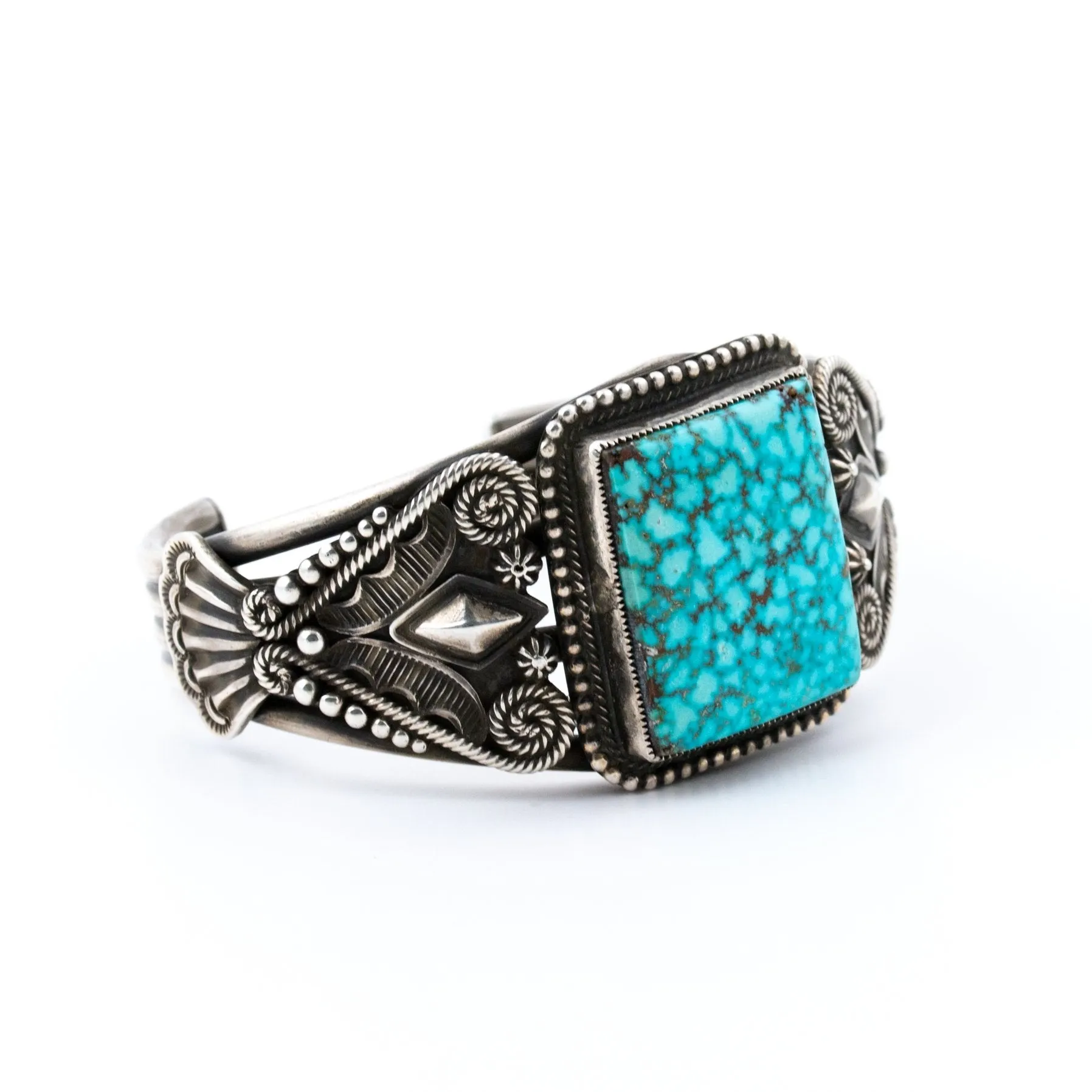 Squared Webby Kingman Turquoise Cuff